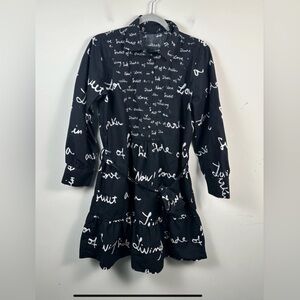 Desigual Black and White Script Dress, size L